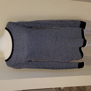 TALBOTS NAVY/WHITE KNIT TUNIC